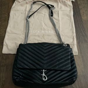 Rebecca Minkoff black pebble leather , adjustable shoulder or cross body straps